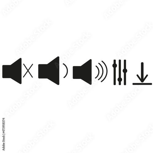  multimedia music audio control. mediaplayer interface symbols. play, pause, mute sign. isolated on white background 