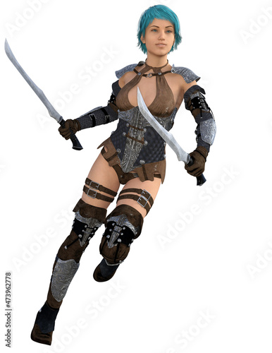 fantasy warrior girl with swords © Tiziano Cremonini