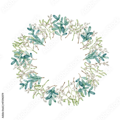 Watercolor Christmas holiday wreaths hand drawn clip art