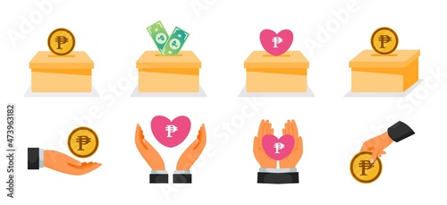 Donation Using Philippine Peso Money Icons