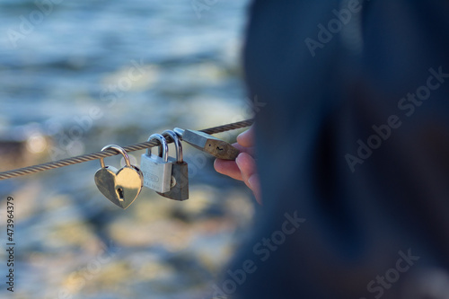 Love locks on Balaton in hungary