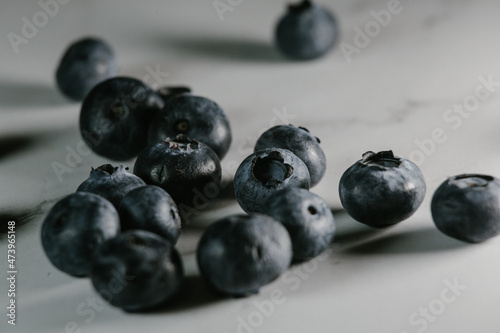 Closeup of blueberries on the table.
