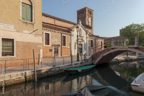 Venezia. Dorsoduro.. Chiesa, Campanile e Ponte di San Nicolò ai Mendicoli photo