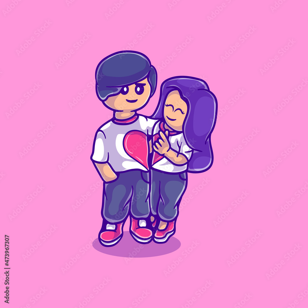 cute couple valentines day illustration cute couple valentines day illustration