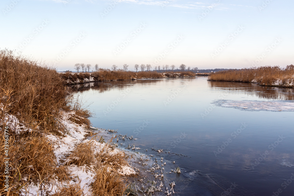 Zima w Dolinie Narwi, Podlasie, Polska