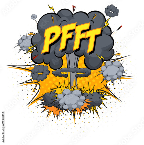 PFFT text on comic cloud explosion isolated on white background
