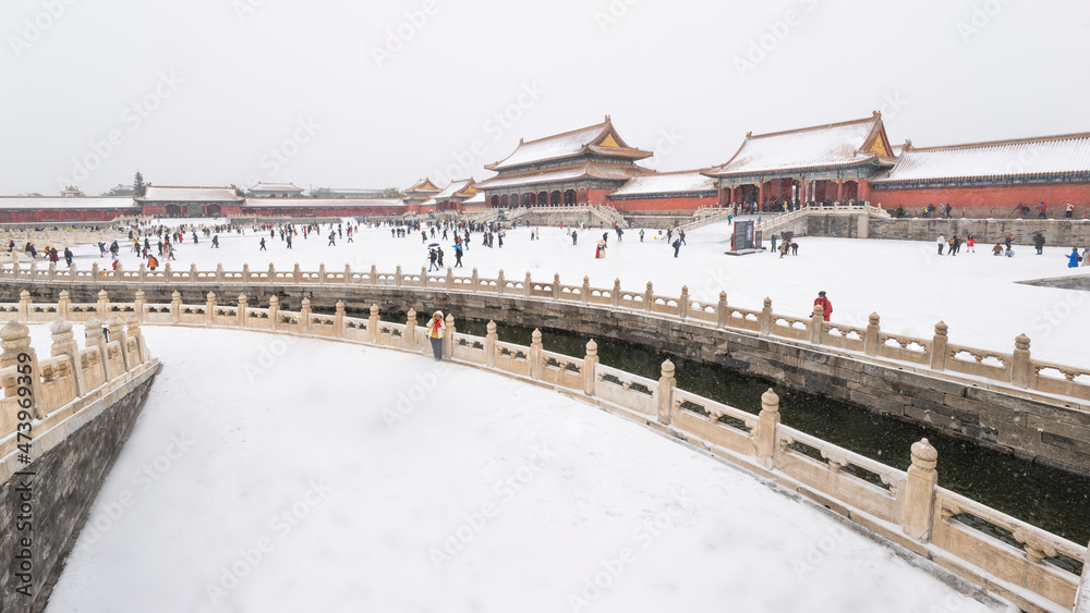 Naklejka premium Under the snow of the Forbidden City