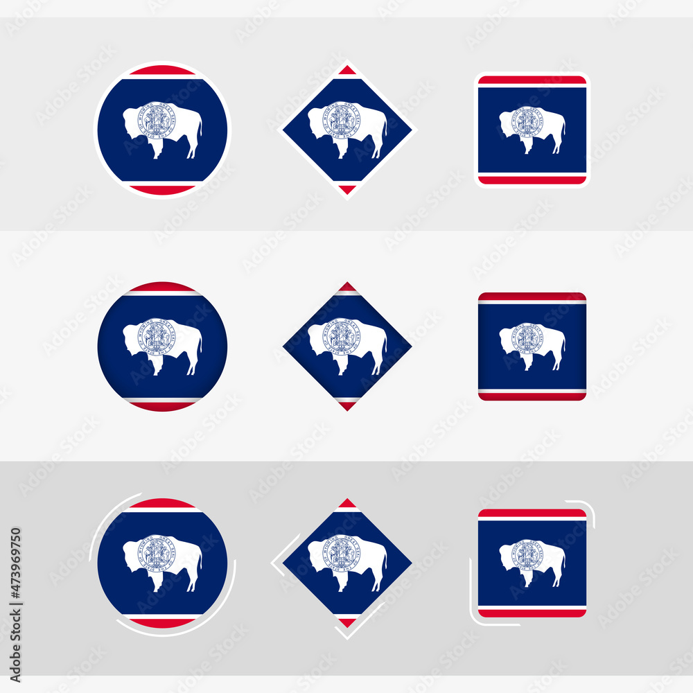 Wyoming flag icons set, vector flag of Wyoming. Wyoming flag icons set, vector flag of Wyoming.