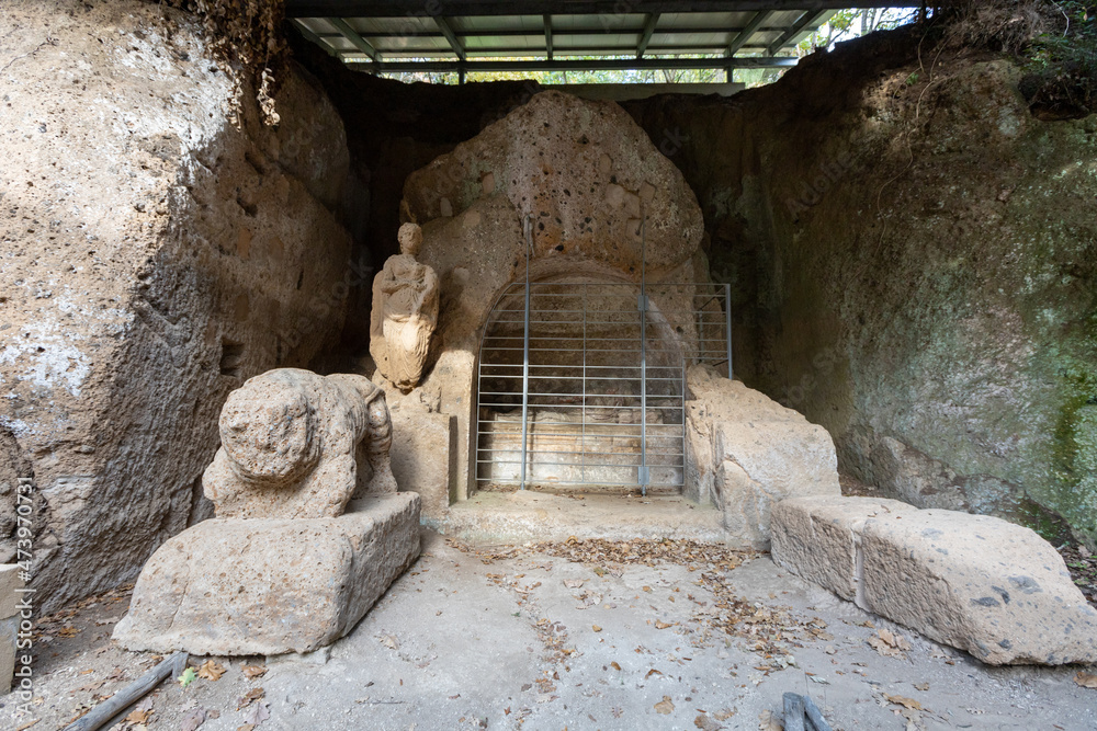 Tomb of Demoni Alati in The Etruscan Necropolis of Sovana. Città del