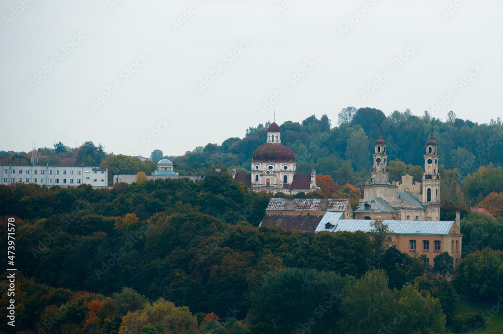 A top view of the churches in Vilnius