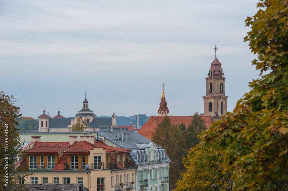 Fototapeta premium A top view of the churches in Vilnius