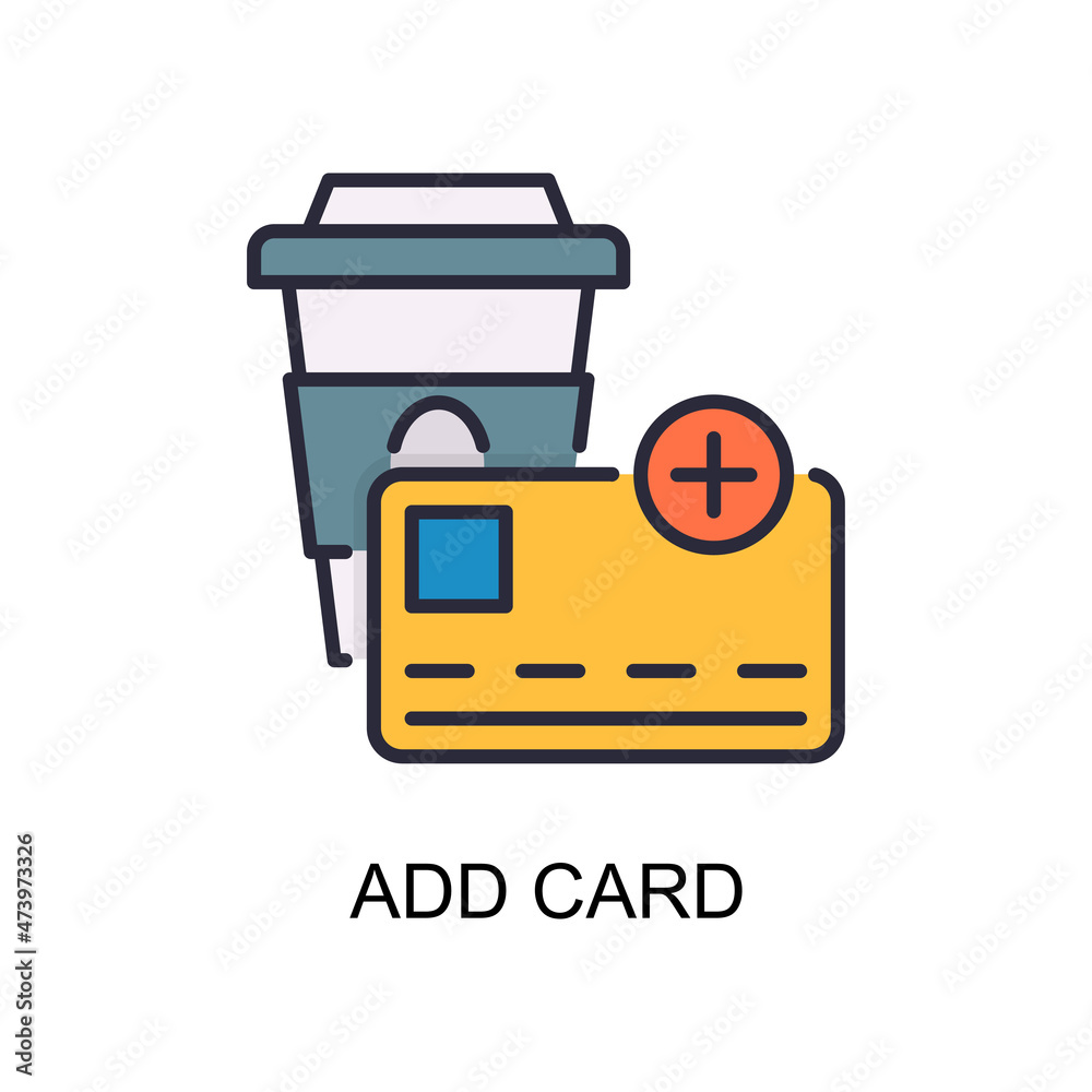 Add Card vector Filled outline Icon Design illustration. Web And Mobile Application Symbol on White background EPS 10 File