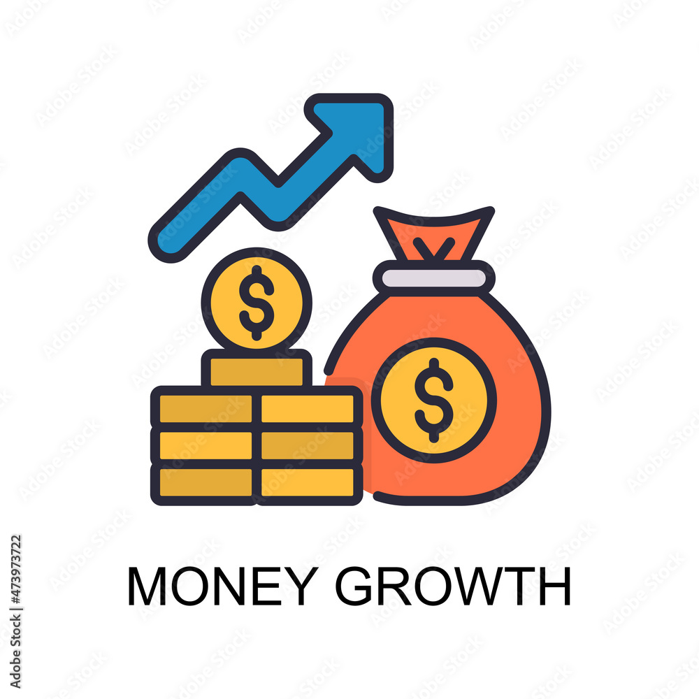 Money Growth vector Filled outline Icon Design illustration. Web And Mobile Application Symbol on White background EPS 10 File Money Growth vector Filled outline Icon Design illustration. Web And Mobile Application Symbol on White background EPS 10 File