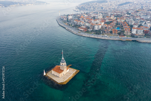 Turkey, Istanbul, Aerial view of Maidens Tower and Uskudar district