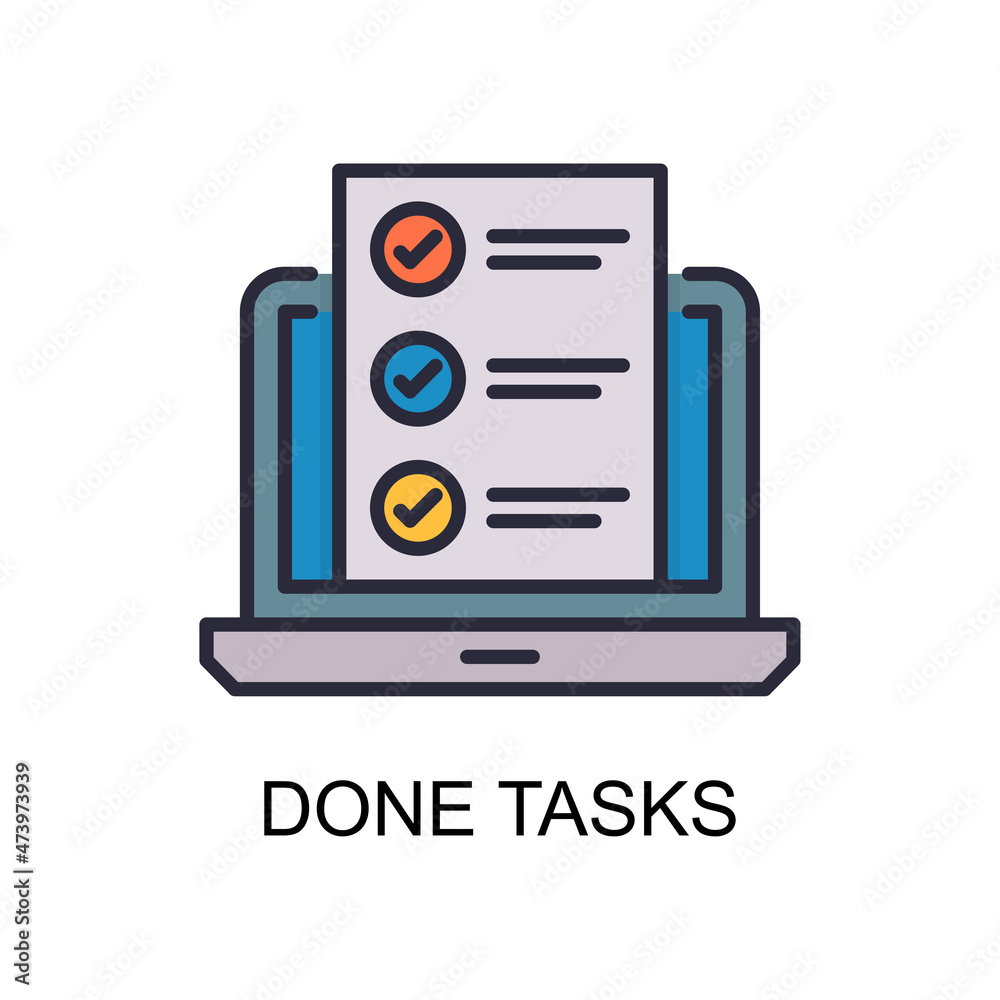 Done Tasks vector Filled outline Icon Design illustration. Web And Mobile Application Symbol on White background EPS 10 File