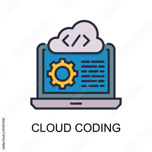 Cloud Coding vector Filled outline Icon Design illustration. Web And Mobile Application Symbol on White background EPS 10 File