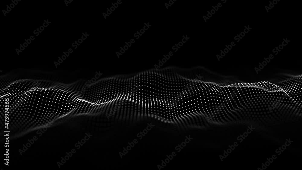 Wave of particles. Abstract background with a dynamic wave. 3d rendering.