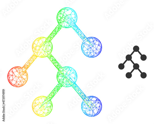 Net mesh binary relations carcass icon with rainbow gradient. Bright carcass net binary relations icon. Flat framework created from binary relations icon and crossed lines.