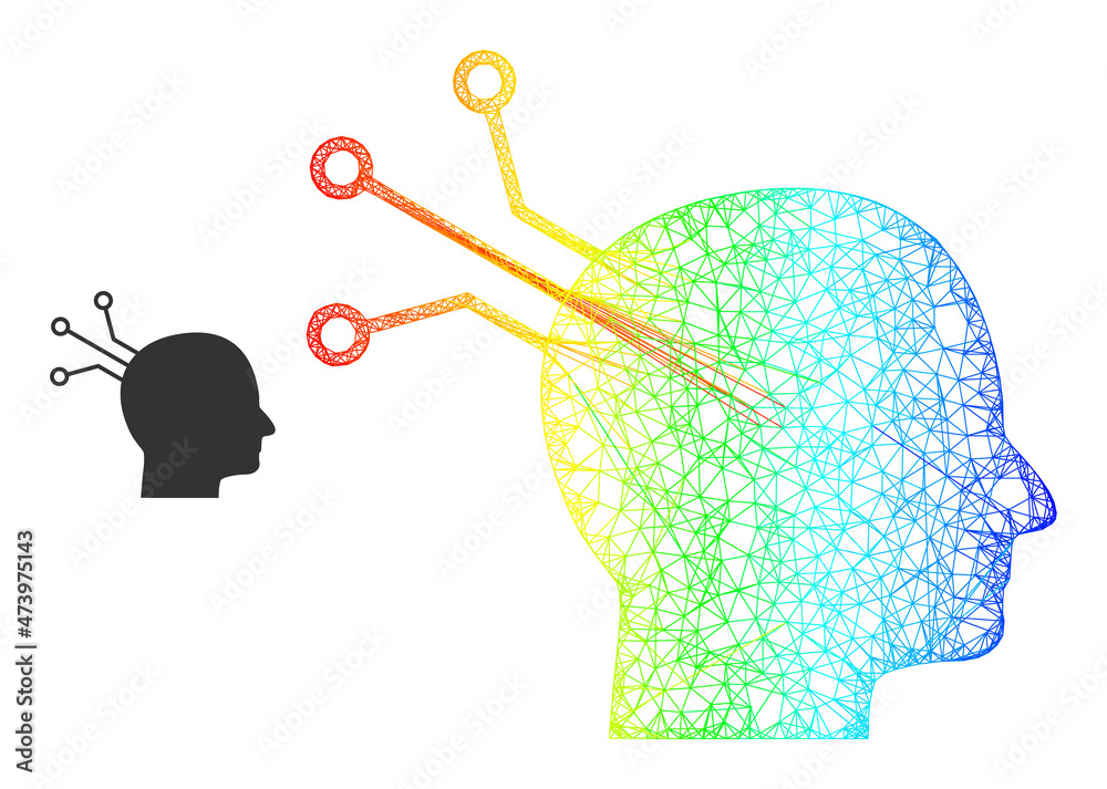 Network Brain Link Model Illustration With Spectrum Gradient Colored