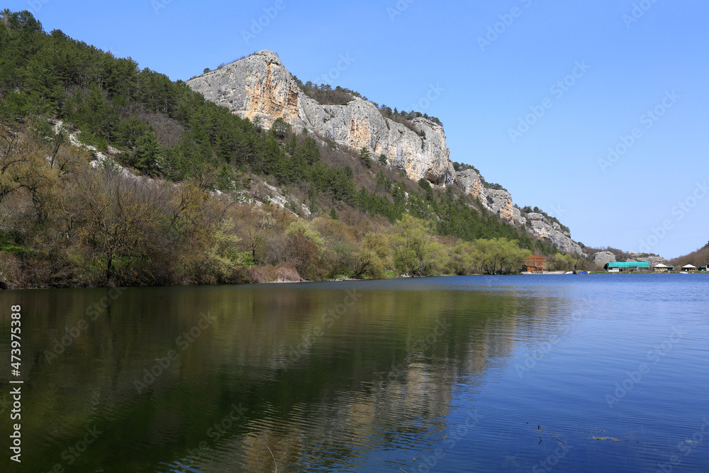 Beautiful landscape of Crimean nature Mangup in spring