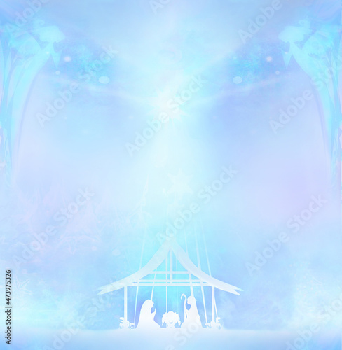 Christmas religious nativity scene - decorative holiday card