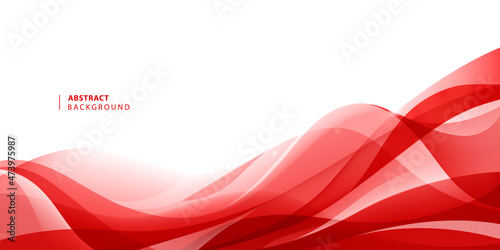 Vector abstract red wavy background. Curve flow motion.