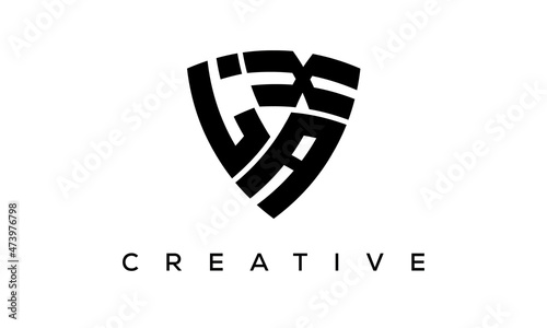 Shield letters LAX creative logo