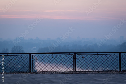 Evening view on Sava and Danube river from park Kalemegdan in Belgrade, Serbia.