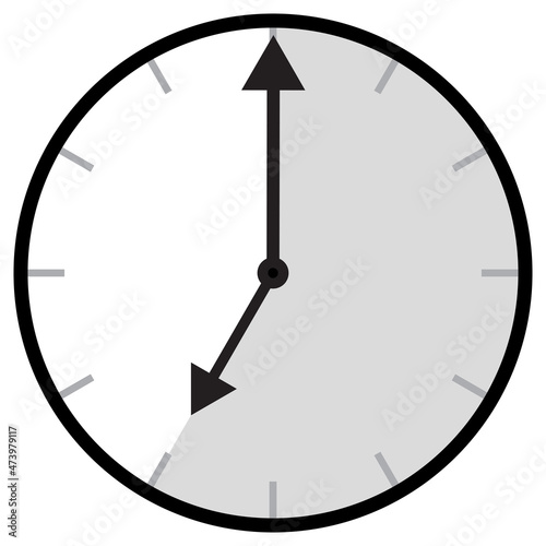 The hands of a mechanical watch show seven o'clock in the morning