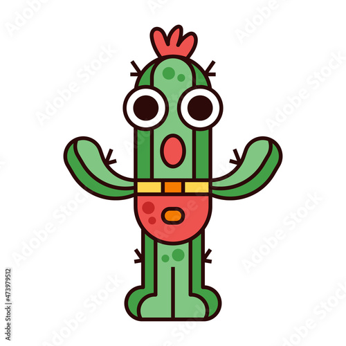 Cute Cactus Mascot Amazed Illustration