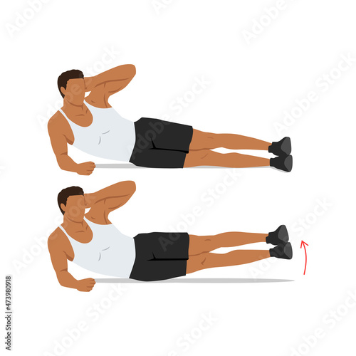 Double side jackknifes. Leg lift exercise. Flat vector illustration isolated on white background. Workout character