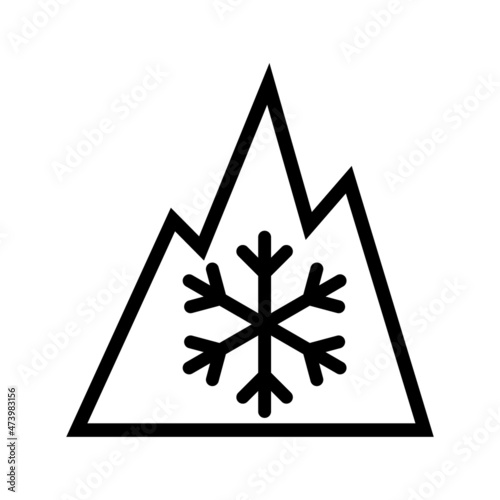 3PMSF  (Three-Peak Mountain Snow Flake) symbol. Vector illustration of snowflake inside mountain peaks. Winter and all-season tires icon. Indicator located on sidewall of tire. photo