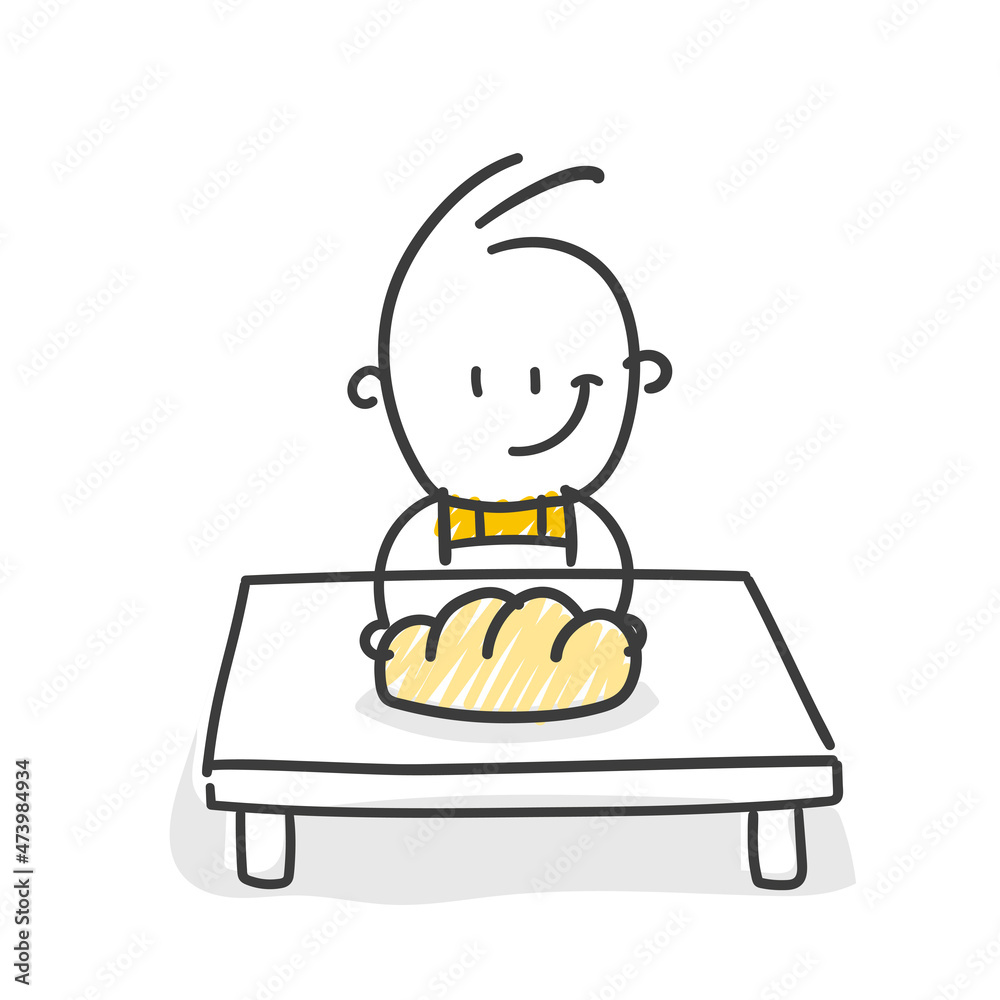 Strichfiguren / Strichmännchen: Bäcker, Brot backen, Brot, Schürze. (Nr.  699) Stock Vector | Adobe Stock