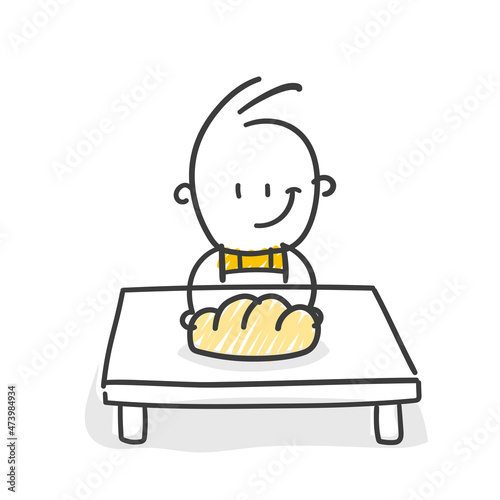 Strichfiguren / Strichmännchen: Bäcker, Brot backen, Brot, Schürze. (Nr. 699)