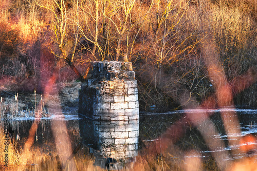 the remains of a destroyed bridge