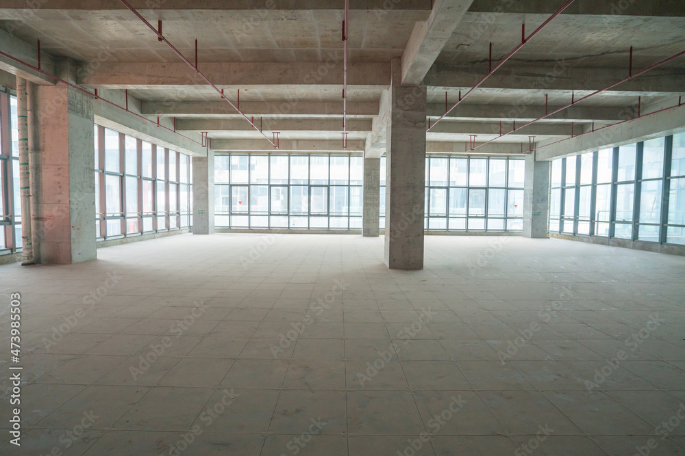 Undecorated interior space of office building Undecorated interior space of office building