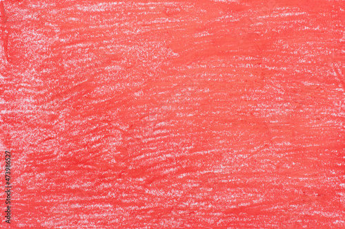 Red crayon drawings on the white paper background texture. Red paint background drawing texture. photo