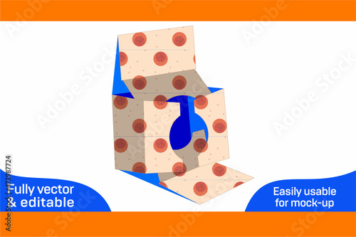 CC cemera packaging box dieline template and 3D box color changeable and editable_3D box photo