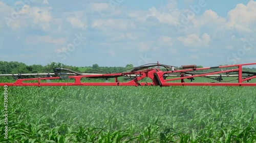 self-propelled sprayer applies crop protection products to corn