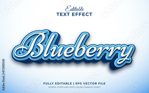 Blueberry fruit theme 3d editable text effect template