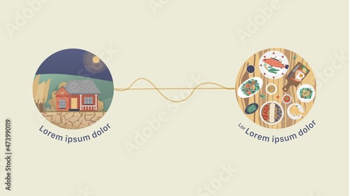  Climate change and Food icons linked Vector with Editable Text