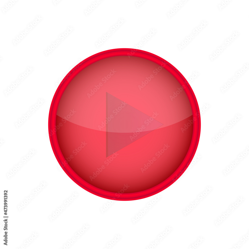 Red button Play. Glossy navigation media button Red button Play. Glossy navigation media button