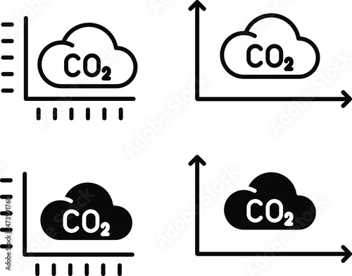  Icon of carbon dioxide reduction ,
graph with cloud CO2
