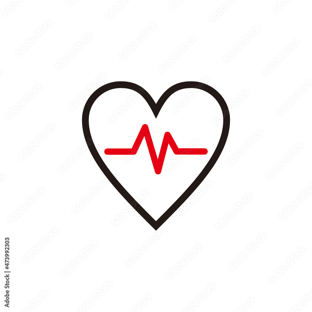 heartbeat pulse line icon, simple medical signage