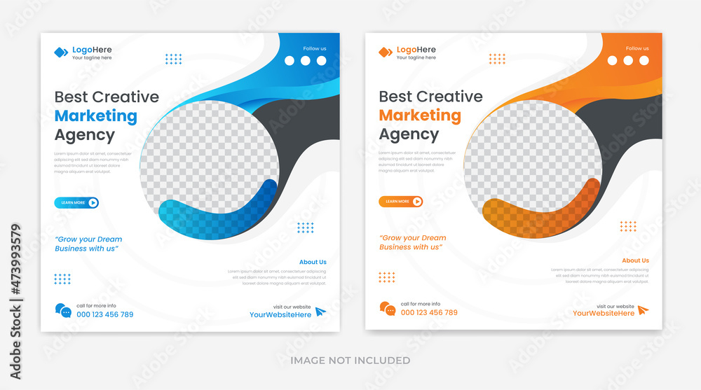 © Cretovi - Creative corporate business profile social media post template design with modern gradient shapes for Instagram post vector