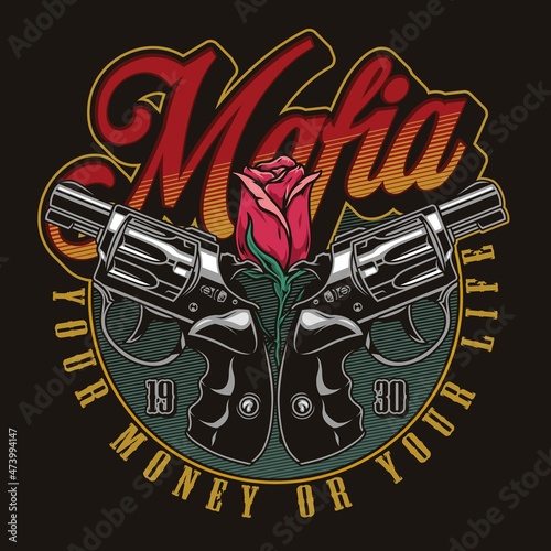 Mafia colorful vintage round logotype