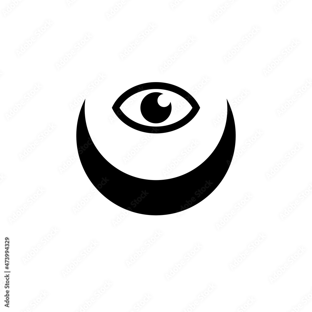 Mystical eye logo with crescent moon Mystical eye logo with crescent moon