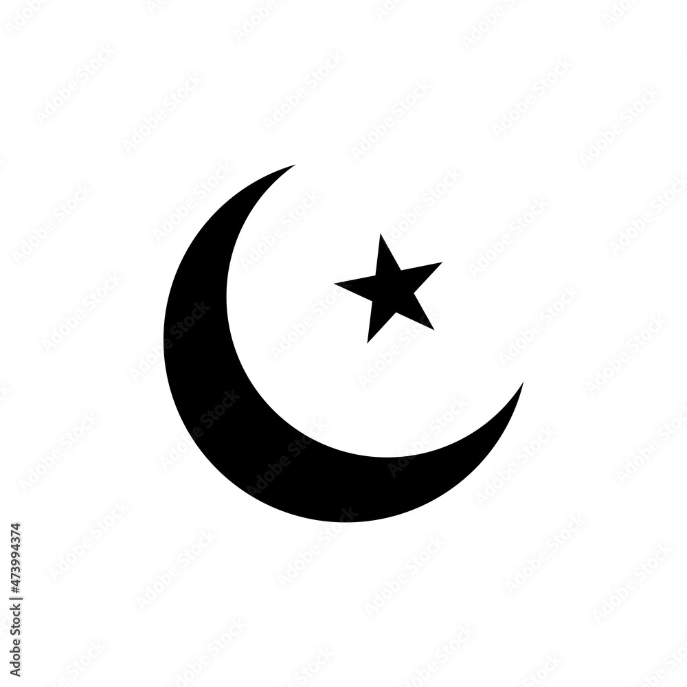 crescent moon and star symbol isolated on white background. Islamic symbol. Islamic icons can be used for the month of Ramadan, Eid and Eid Al-Adha. for logo, website and poster designs. vector crescent moon and star symbol isolated on white background. Islamic symbol. Islamic icons can be used for the month of Ramadan, Eid and Eid Al-Adha. for logo, website and poster designs. vector