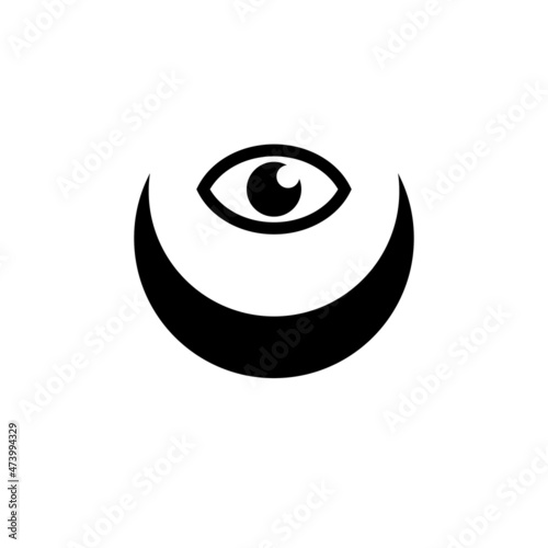 Mystical eye logo with crescent moon