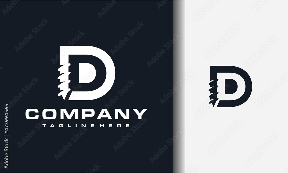 letter D drill logo - obrazy, fototapety, plakaty 